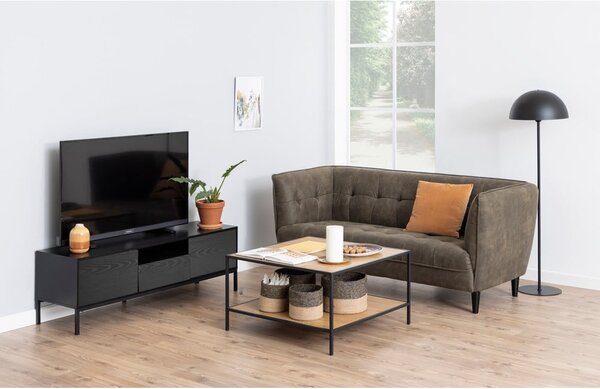 Crna TV komoda u dekoru jasena 140x45 cm Seaford – Actona
