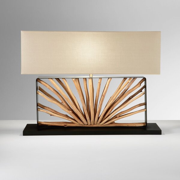 Luce Ambiente Design Stolna lampa ETHERNAL, crna/drvo/bijela, širina 80 cm, drvo/tkanina, Drvo, Dnevni boravak/blagovaonica, Drvo
