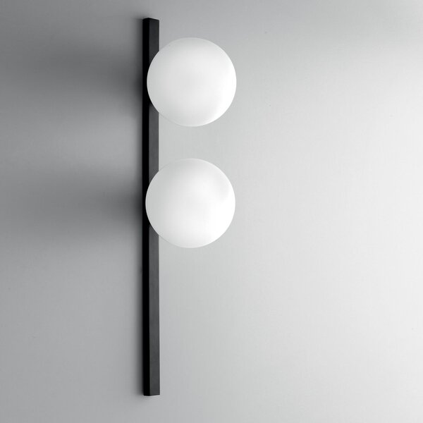 Luce Ambiente Design Zidna lampa Enoire, visina 60 cm, crna, metal i staklo, s dvije svjetiljke, prigušiva, Crno, Dnevni boravak/blagovaonica, Metal