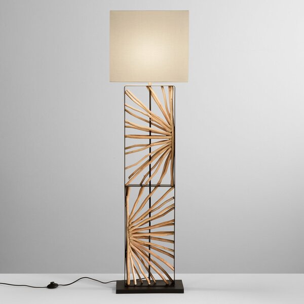 Luce Ambiente Design Podna lampa ETERNAL, crna/drvo/bijela, visina 165 cm, drvo/tkanina, Drvo, Dnevni boravak/blagovaonica, Drvo
