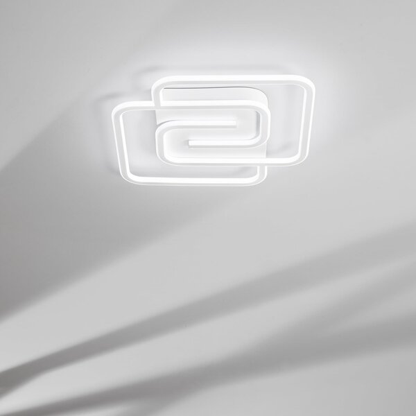 Luce Ambiente Design Cayman Quadrata LED zidna svjetiljka, bijela, širina 49 cm, metal, CCT, Bijela, Dnevni boravak/blagovaonica, Metal