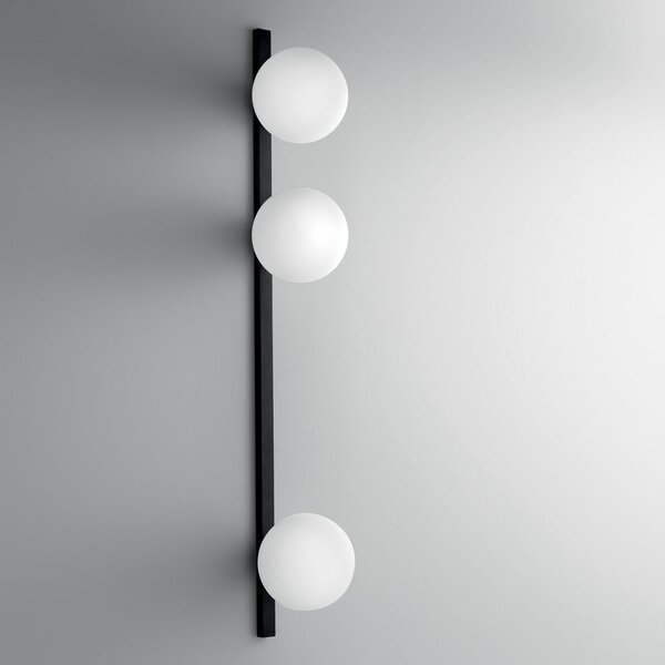 Luce Ambiente Design Zidna lampa Enoire, visina 90 cm, crna, metal i staklo, s tri svjetla, prigušiva, Crno, Dnevni boravak/blagovaonica, Metal