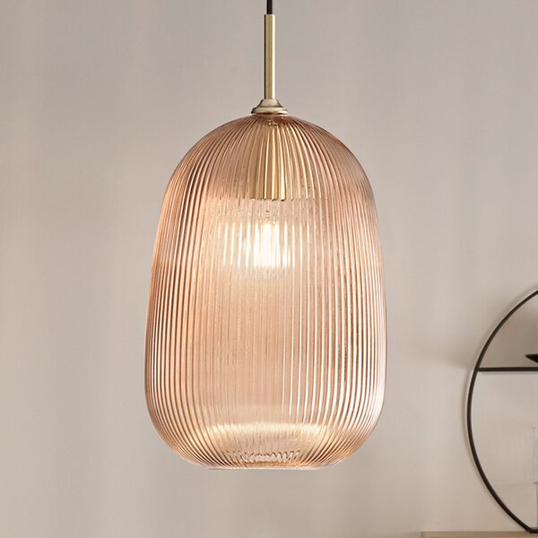 Luce Ambiente Design DUKE viseća lampa, jantarna, Ø 21 cm, staklo, prigušiva, Smeđa / hrđa, Dnevni boravak/blagovaonica, Staklo