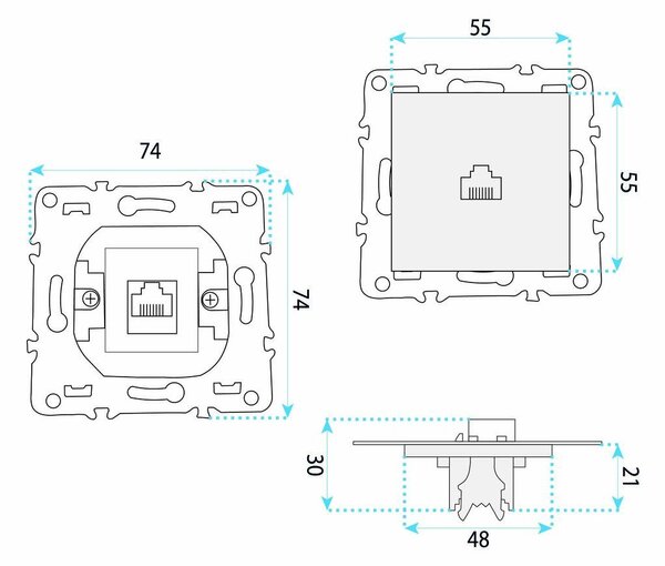 RJ45 Utičnica OSTE JNH010-S WHITE