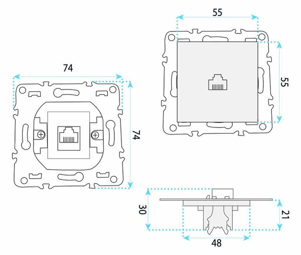 RJ45 Utičnica s Okvirom OSTE JNH010-S WHITE