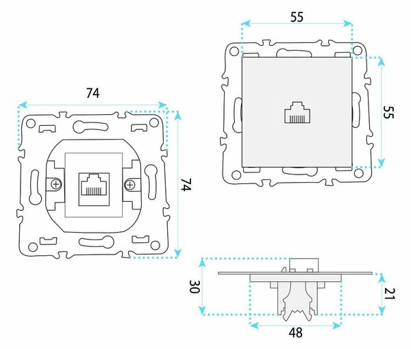 RJ45 Utičnica OSTE JNH010-S GREY