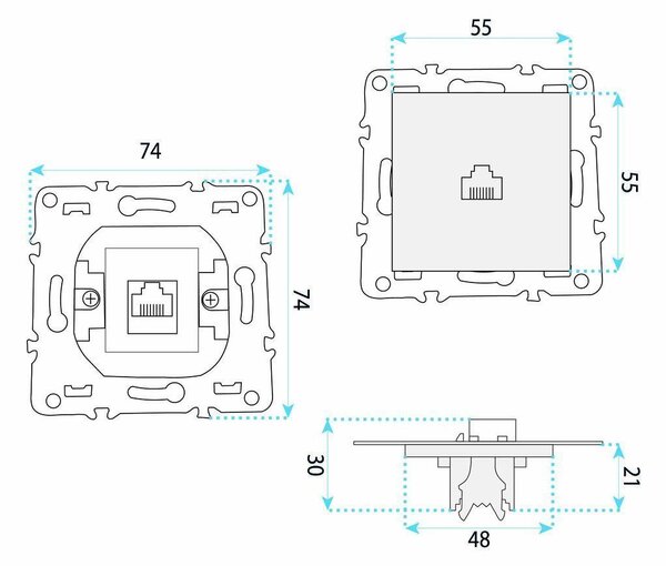 RJ45 Utičnica OSTE JNH010-S BLACK