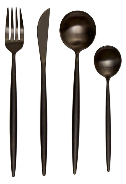 Crni pribor 16 kom od nehrđajućeg čelika Modern retro – Premier Housewares