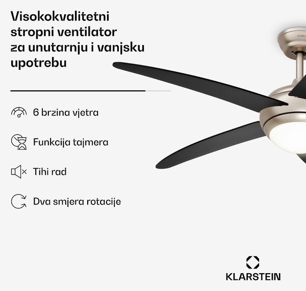 Klarstein Bolero stropni ventilator sa svjetlom | 132 cm | 35 W | Tihi rad | Drvo