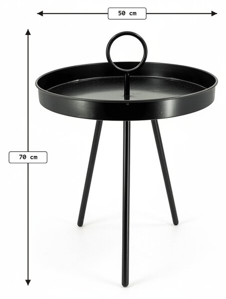 Vrtni odlagajući stol SIRVON metalni 50x70 cm, crni