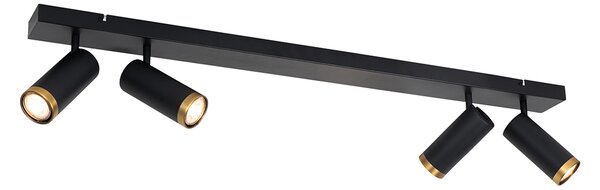 Moderni stropni reflektor crni s brončanim podesivim 4 svjetla - Renna