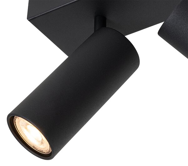 Pametna stropna svjetiljka crna s 4 svjetla, podesiva, uklj. 4 Wifi GU10 50mm - Renna