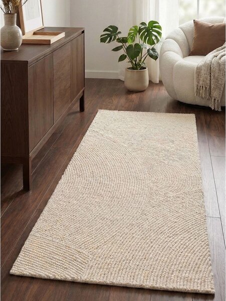 Ručno rađena vunena staza u svijetloj prirodnoj boji 80x200 cm Calmio – Hanse Home