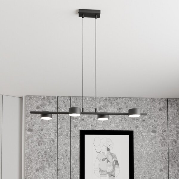 EMIBIG LIGHTING Stropni reflektor Sora, duljina 80 cm, metalni, 4 žarulje., prigušiva, Crno, Dnevni boravak/blagovaonica, Metal