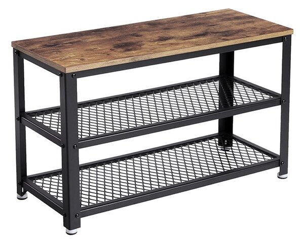 Klupa za hodnik s prostorom za cipele INDY, 73x30x45cm, smeđa/crna Vasagle