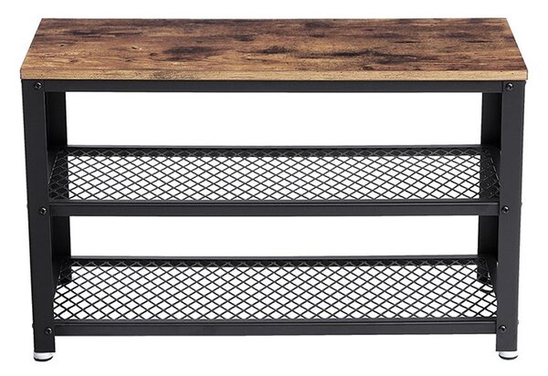 Klupa za hodnik s prostorom za cipele INDY, 73x30x45cm, smeđa/crna Vasagle