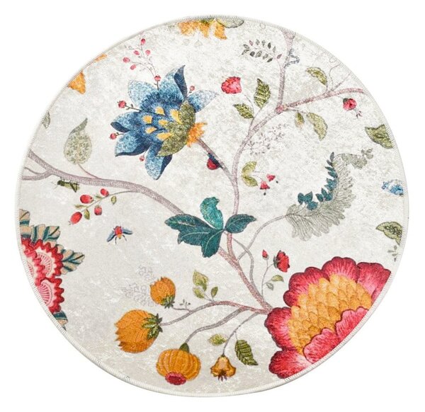 Siva od samta kupaonska prostirka ø 100 cm Vintage Flower – Foutastic