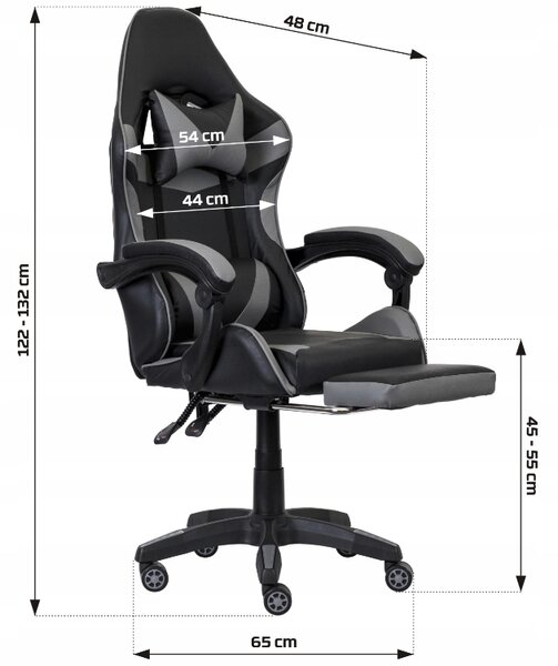 Bijelo - ružičasta ergonomska gaming stolica CLASSIC s osloncem za noge