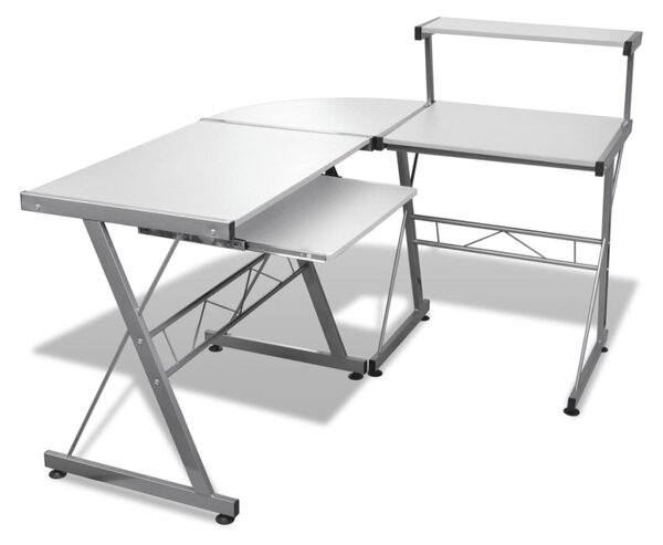 VidaXL Uredski stol za računalo sa policom za tipkovnicu - Bijeli