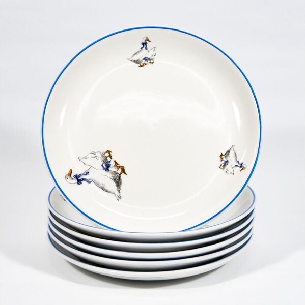 Set 6x keramički desertni tanjur 19,5 cm bijela plava