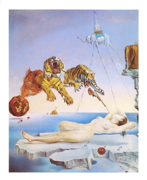 Dream Caused by the Flight of a Bee Around a Pomegranate a Second Before Awakening, 1944 Reprodukcija umjetnosti, Salvador Dalí, (50 x 70 cm)