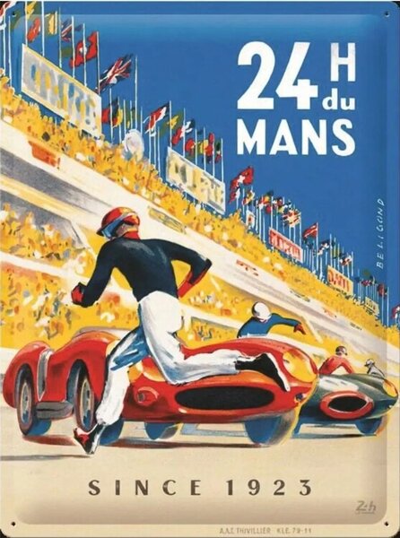 Metalni znak 24h Le Mans - Racing Poster Blue, (30 x 40 cm)