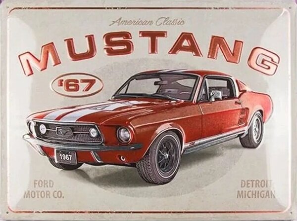 Metalni znak Ford - Mustang - GT 1967, (40 x 30 cm)