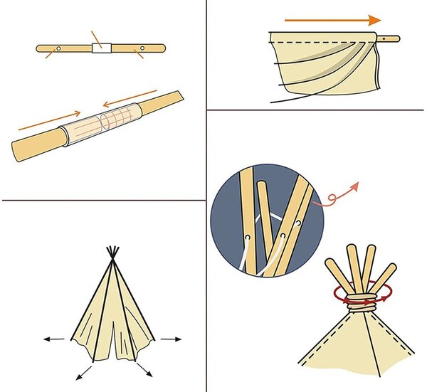 Sivi teepee šator za djecu sa motivom zvijezda 110cm x 140cm