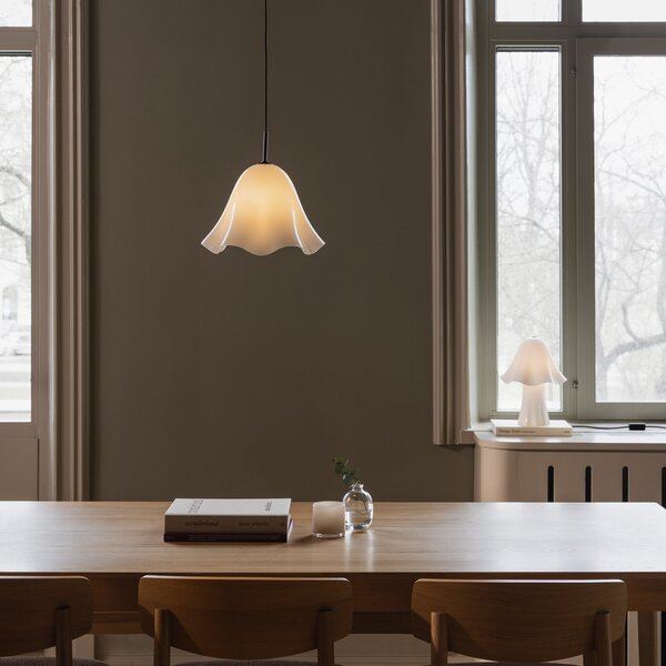Globen Lighting Bello viseća lampa, bijela, staklo Ø 30 cm, prigušiva, Bijela, Dnevni boravak/blagovaonica, Staklo
