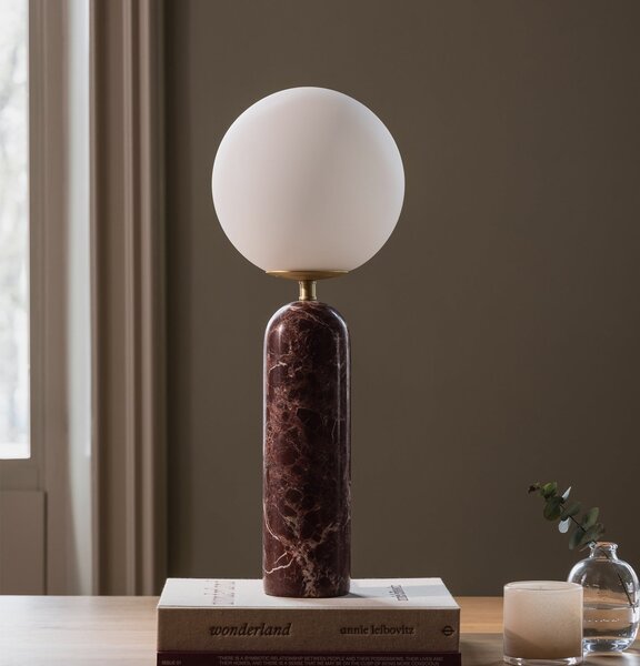 Globen Lighting Torrano stolna lampa, crvena, visina 53 cm, mramor, Crvena, Dnevni boravak/blagovaonica, Mramor