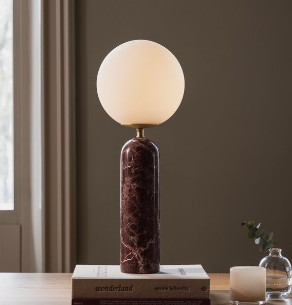 Globen Lighting Torrano stolna lampa, crvena, visina 53 cm, mramor, Crvena, Dnevni boravak/blagovaonica, Mramor