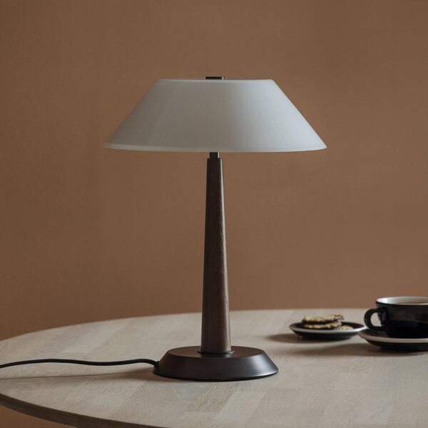 Globen Lighting Ligna stolna lampa, visina 39 cm, bijela/bronca/hrast, Drvo, Dnevni boravak/blagovaonica, Metal