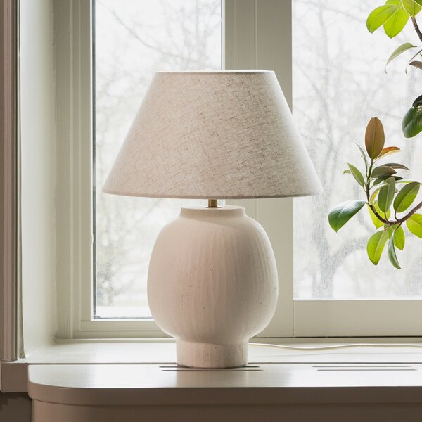 Globen Lighting Lorenzo stolna lampa, bež, visina 46 cm, keramika, Bež, Dnevni boravak/blagovaonica, Keramika