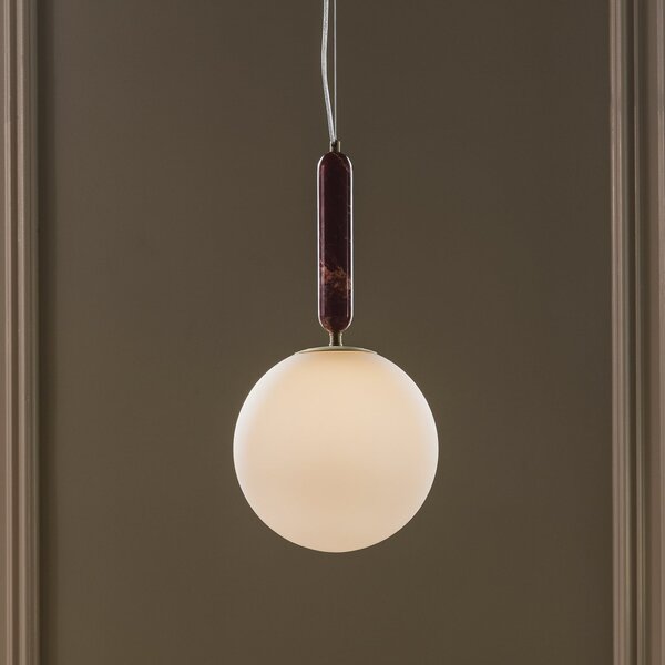 Globen Lighting viseća lampa Torrano, crvena, Ø 30 cm, mramor, prigušiva, Crvena, Dnevni boravak/blagovaonica, Mramor