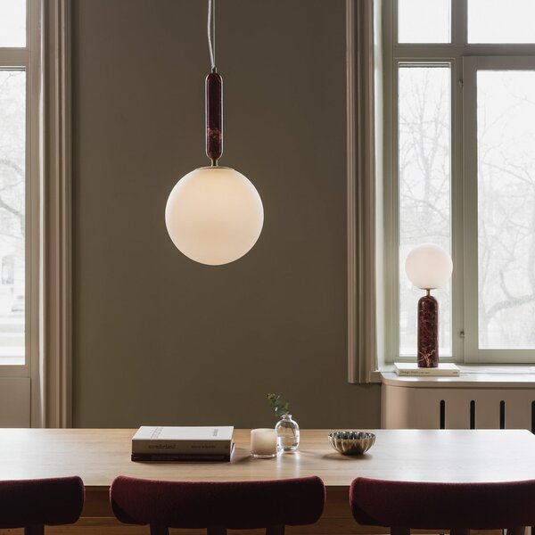 Globen Lighting viseća lampa Torrano, crvena, Ø 30 cm, mramor, prigušiva, Crvena, Dnevni boravak/blagovaonica, Mramor