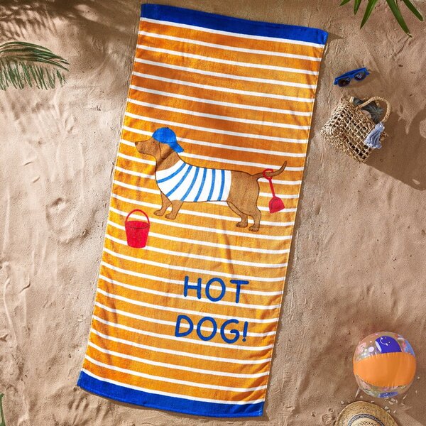 Narančasti pamučan ručnik za plažu 76x160 cm Hot Dog – Catherine Lansfield