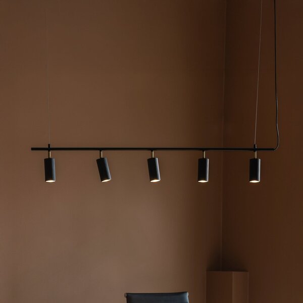 Globen Lighting Hubble 5 viseća lampa, crna, duljina 130 cm, 3 žarulje, prigušiva, Crno, Dnevni boravak/blagovaonica, Aluminij