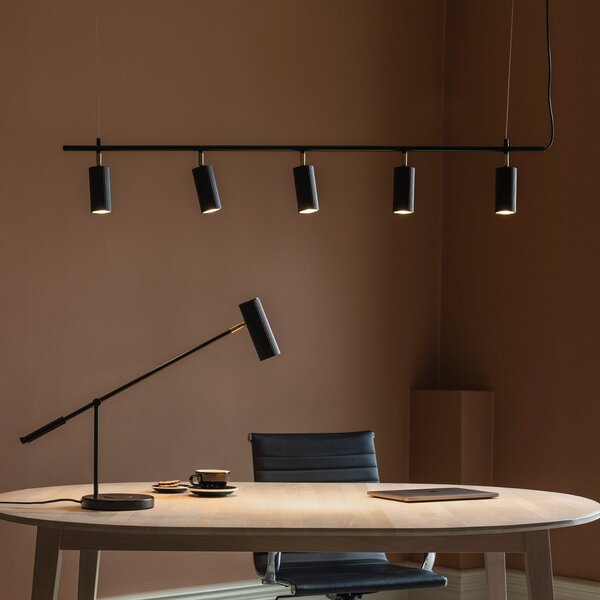 Globen Lighting Hubble 5 viseća lampa, crna, duljina 130 cm, 3 žarulje, prigušiva, Crno, Dnevni boravak/blagovaonica, Aluminij