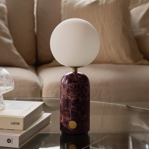 Globen Lighting Torrano punjiva stolna lampa, visina 27 cm, mramor, prigušiva, Crvena, Dnevni boravak/blagovaonica, Mramor