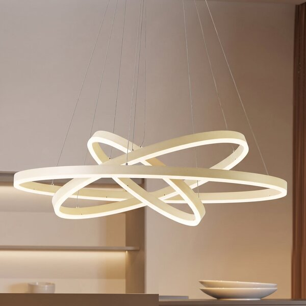 Arcchio Albiona LED viseća svjetiljka, bež, 3 prstena, Ø 80 cm, prigušiva, Bež, Dnevni boravak/blagovaonica, Metal