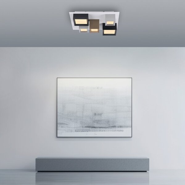 PURE Manhattan LED stropna svjetiljka, višebojna, s 5 svjetala, CCT, prigušiva, Višebojno, Područje hodnika, Aluminij