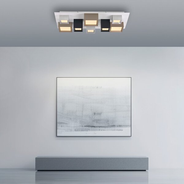 PURE Manhattan LED stropna svjetiljka, višebojna, s 8 žarulja, CCT, prigušiva, Višebojno, Područje hodnika, Aluminij