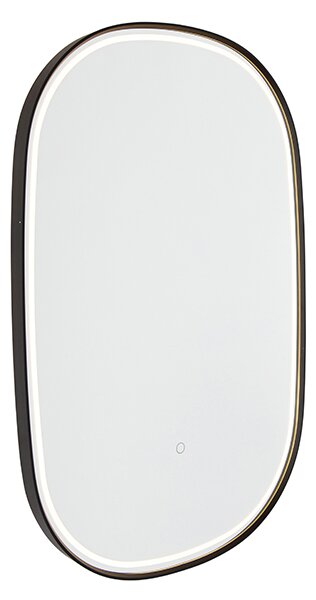 Ogledalo za kupaonicu, crno sa LED diodom s ovalnim zatamnjivačem na dodir - Miral