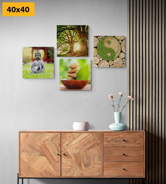 Set slika Feng Shui u zelenom dizajnu