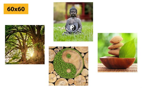 Set slika Feng Shui u zelenom dizajnu