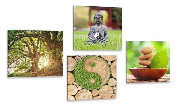 Set slika Feng Shui u zelenom dizajnu