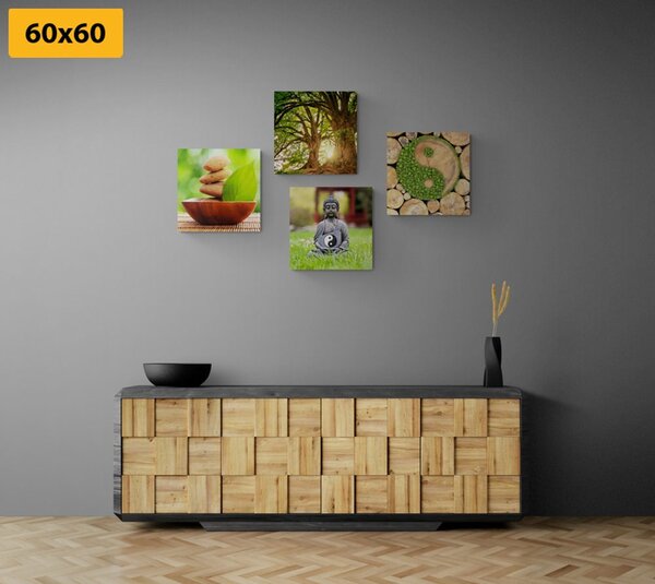 Set slika Feng Shui u zelenom dizajnu