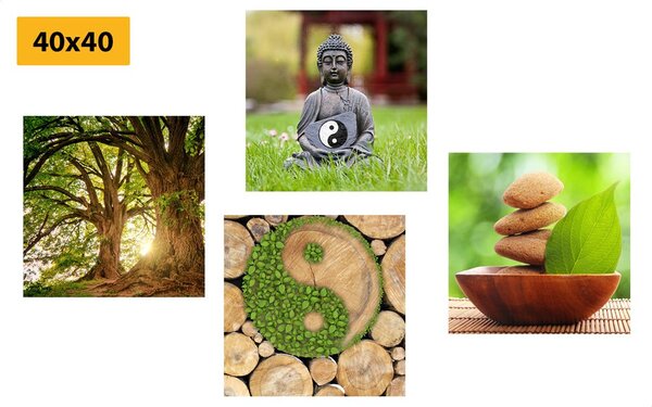 Set slika Feng Shui u zelenom dizajnu