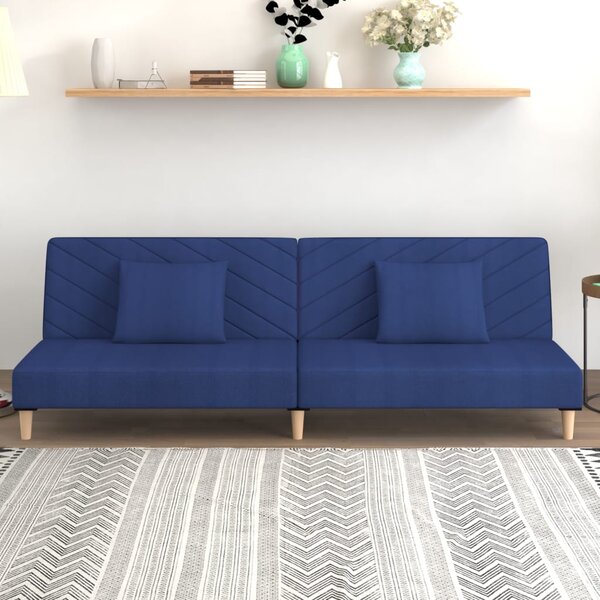 VidaXL Dvosjed / dnevni ležaj s dva jastuka plavi od tkanine