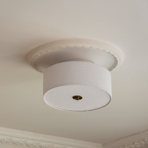 Globen Lighting Stropna svjetiljka Noah, Ø 35 cm, bijela, prigušiva, Bijela, Dnevni boravak/blagovaonica, Tkanina / tekstil